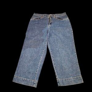 Jones New York Women’s Jeans Size 10 – Blue Wide Leg Cropped Denim Pants